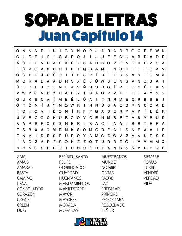 Sopa de Letras - Juan Cápitulo 14