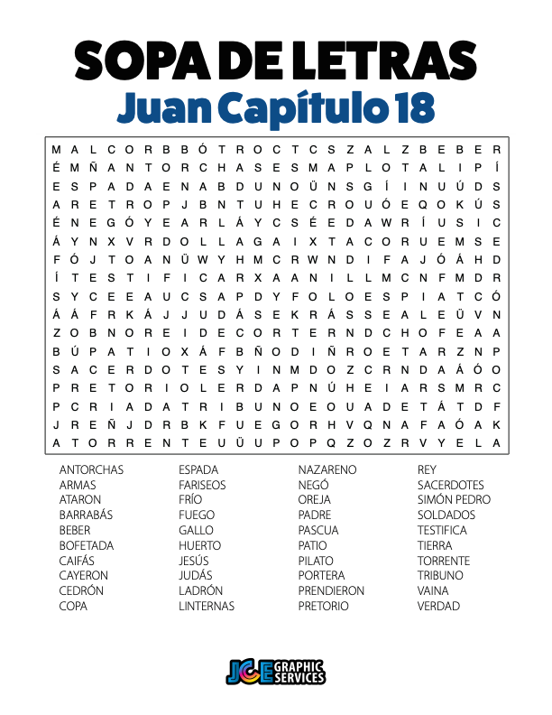 Sopa de Letras - Juan Cápitulo 18