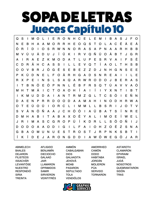 Sopa de Letras - Jueces Cápitulo 10