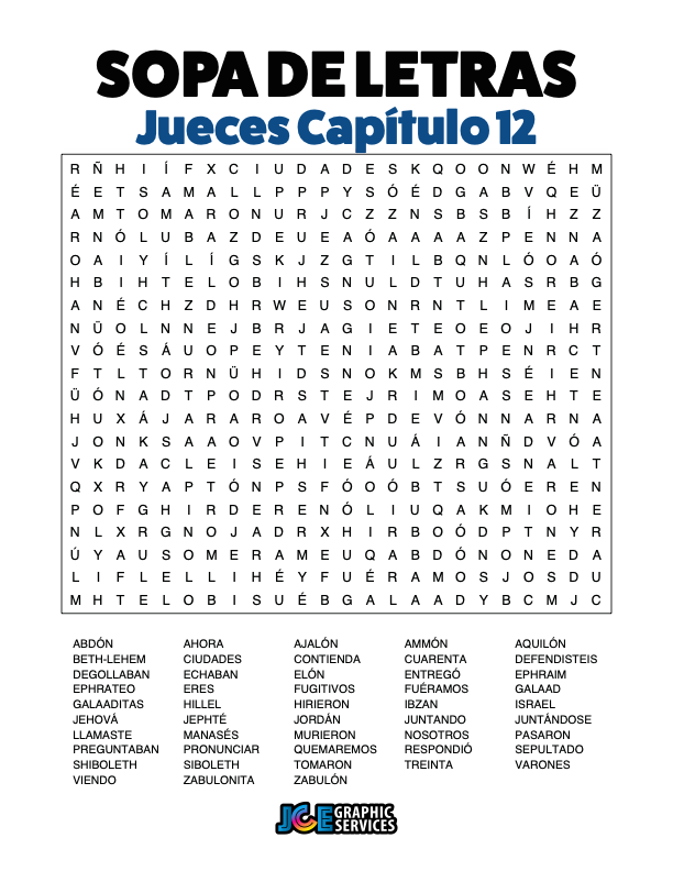 Sopa de Letras - Jueces Cápitulo 12