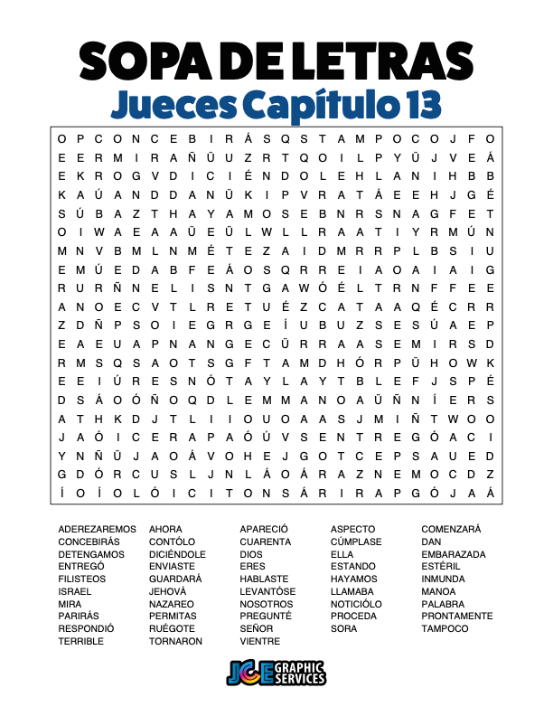 Sopa de Letras - Jueces Cápitulo 13