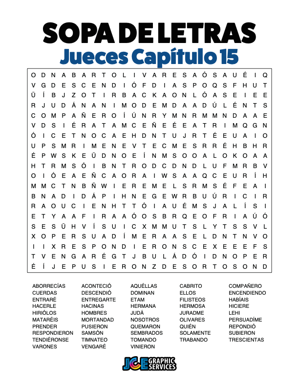 Sopa de Letras - Jueces Cápitulo 15