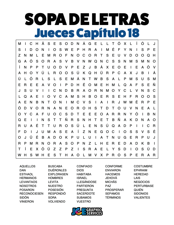 Sopa de Letras - Jueces Cápitulo 18