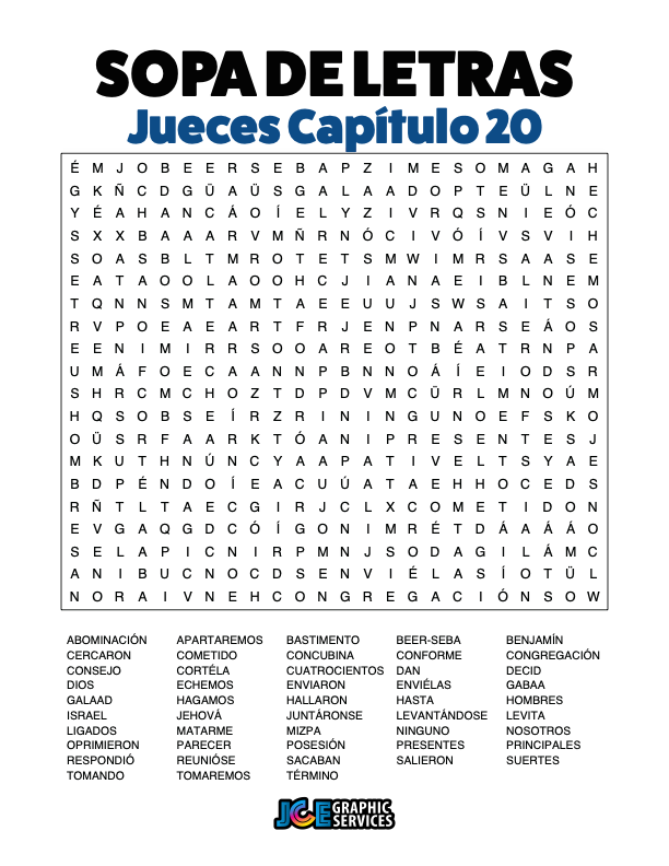 Sopa de Letras - Jueces Cápitulo 20