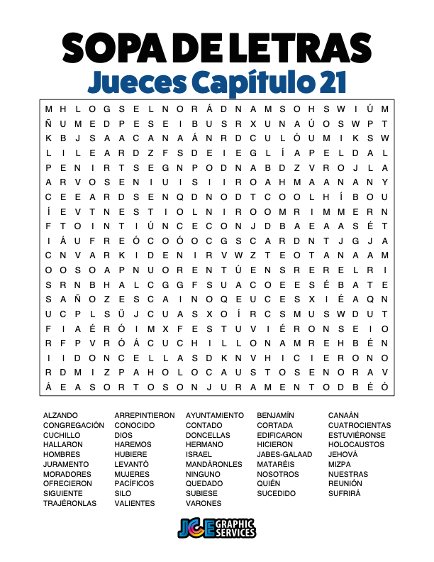 Sopa de Letras - Jueces Cápitulo 21