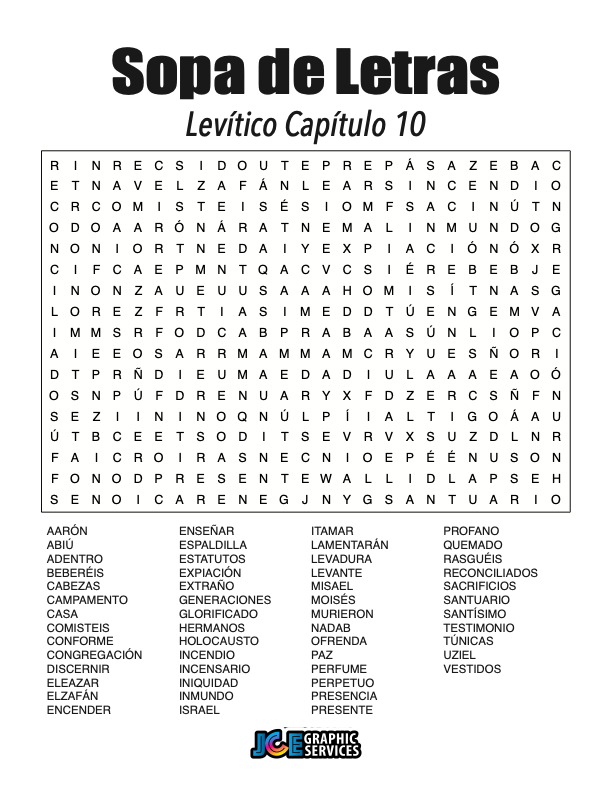Sopa de Letras - Levítico Cápitulo 10