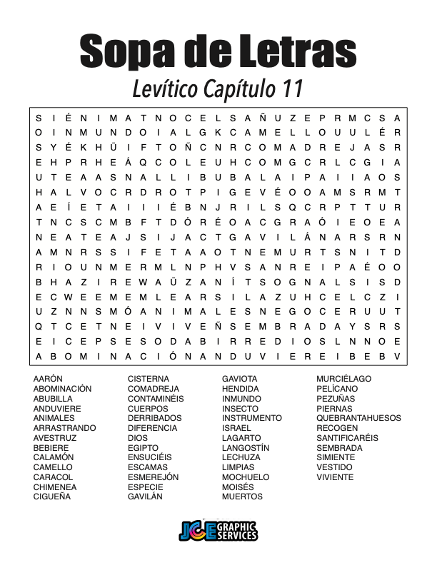 Sopa de Letras - Levítico Cápitulo 11