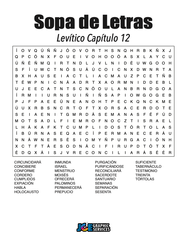 Sopa de Letras - Levítico Cápitulo 12