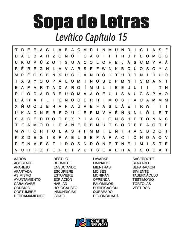 Sopa de Letras - Levítico Cápitulo 15