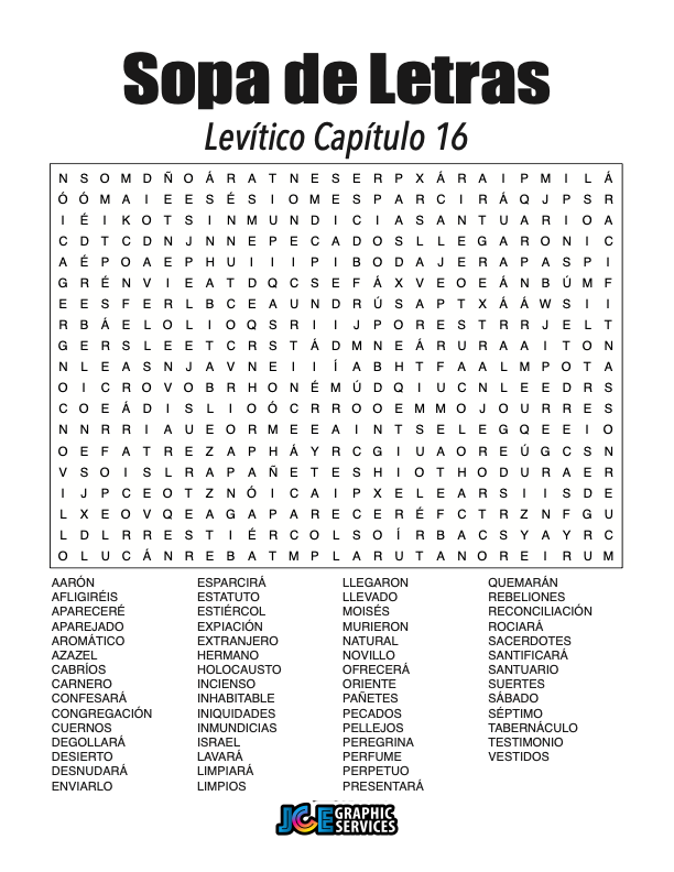 Sopa de Letras - Levítico Cápitulo 16