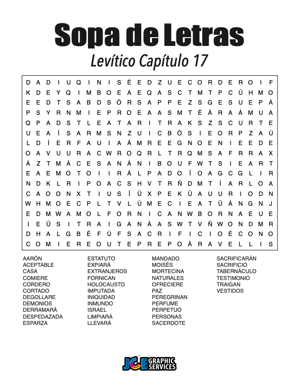 Sopa de Letras - Levítico Cápitulo 17