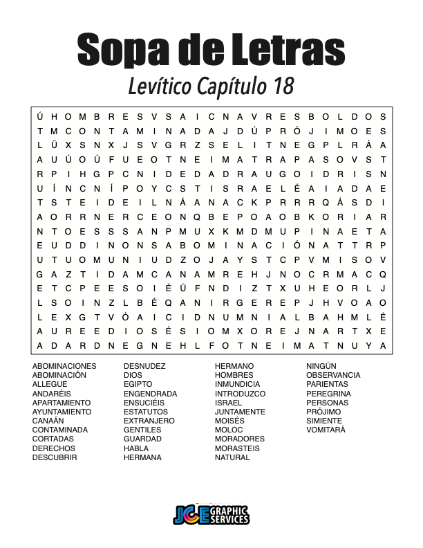 Sopa de Letras - Levítico Cápitulo 18