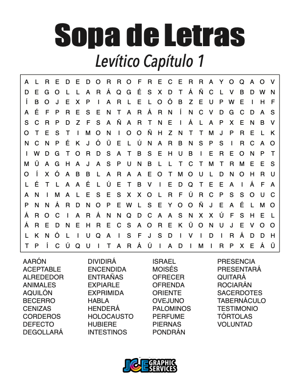 Sopa de Letras - Levítico Cápitulo 1