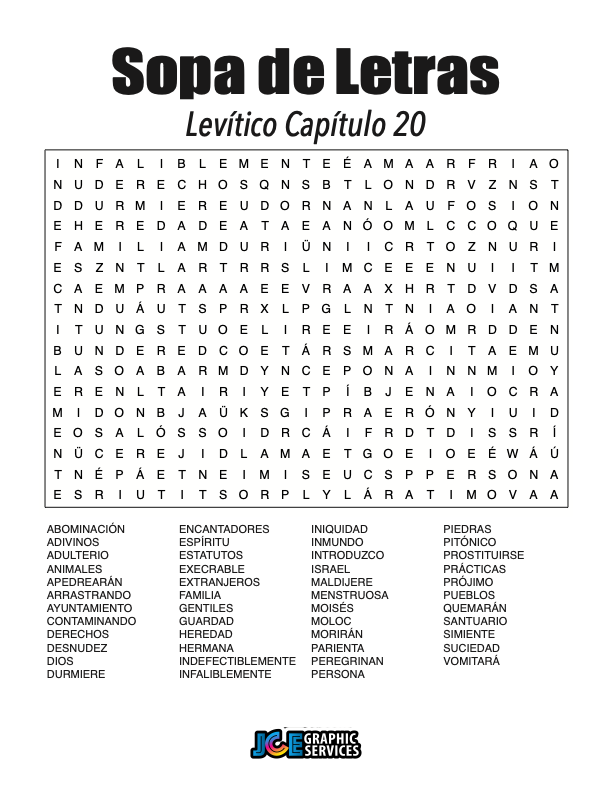 Sopa de Letras - Levítico Cápitulo 20