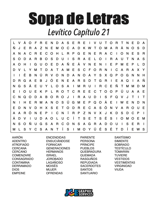 Sopa de Letras - Levítico Cápitulo 21
