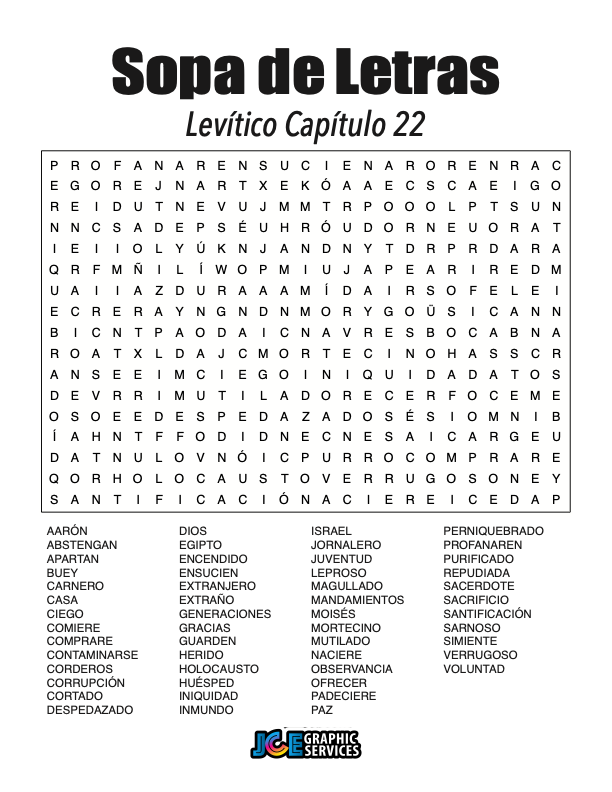 Sopa de Letras - Levítico Cápitulo 22