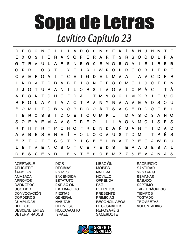 Sopa de Letras - Levítico Cápitulo 23