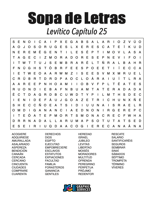 Sopa de Letras - Levítico Cápitulo 25