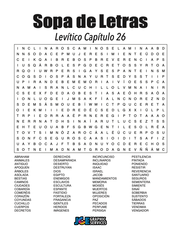 Sopa de Letras - Levítico Cápitulo 26
