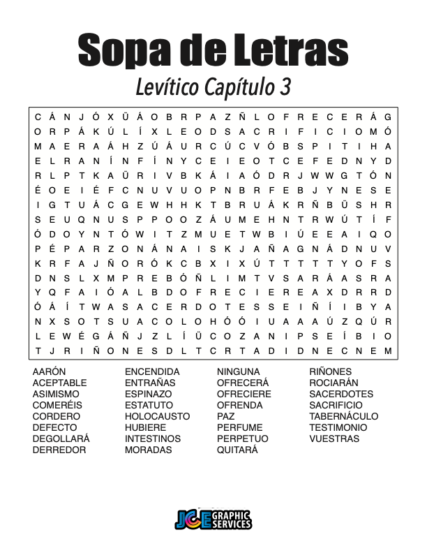 Sopa de Letras - Levítico Cápitulo 3