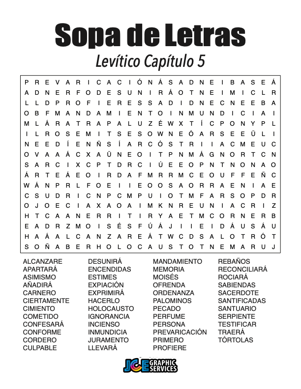 Sopa de Letras - Levítico Cápitulo 5