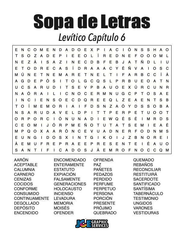 Sopa de Letras - Levítico Cápitulo 6