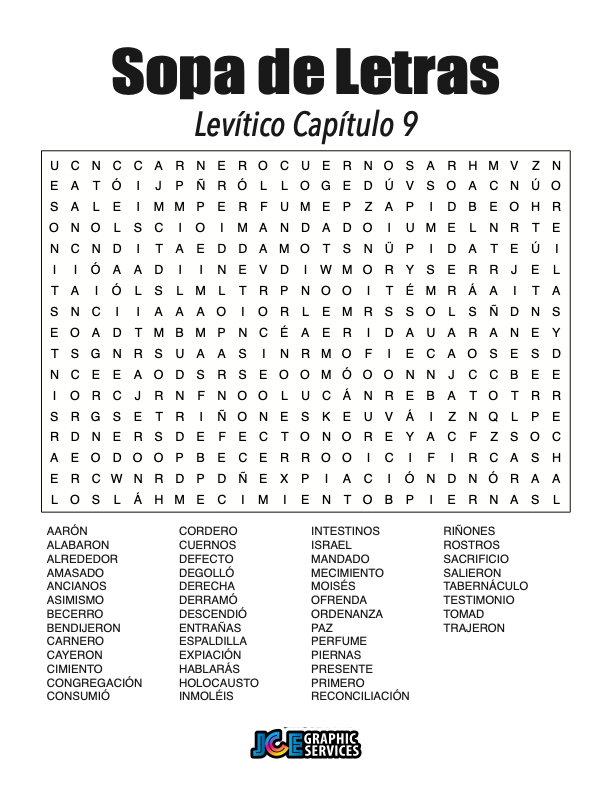 Sopa de Letras - Levítico Cápitulo 9