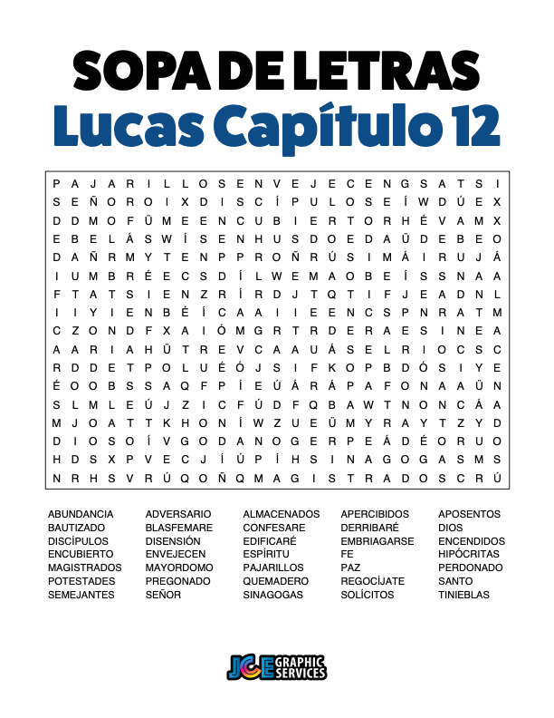 Sopa de Letras - Lucas Cápitulo 12