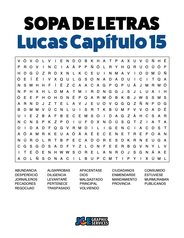 Sopa de Letras - Lucas Cápitulo 15