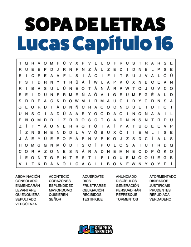 Sopa de Letras - Lucas Cápitulo 16