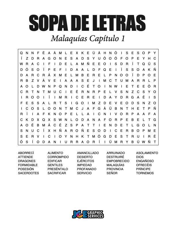 Sopa de Letras - Malaquías Cápitulo 1