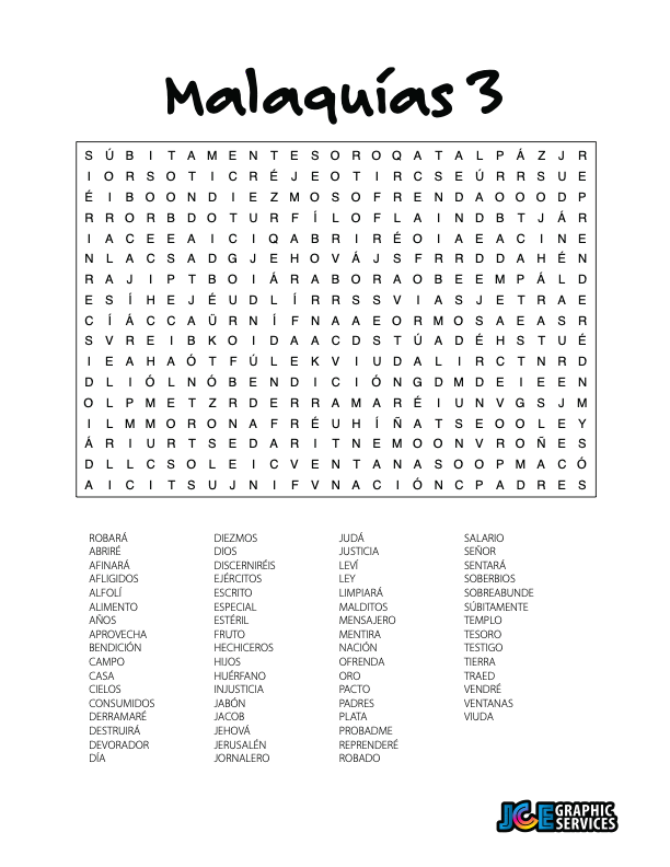 Sopa de Letras - Malaquías Cápitulo 3