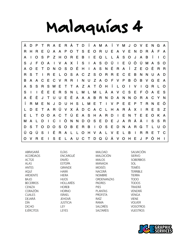 Sopa de Letras - Malaquías Cápitulo 4