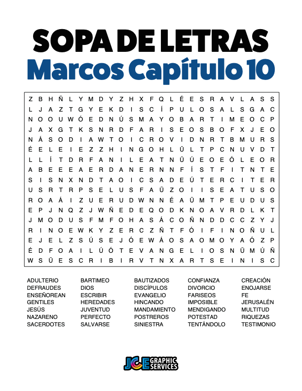 Sopa de Letras - Marcos Cápitulo 10