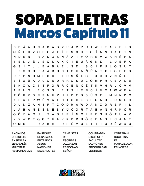 Sopa de Letras - Marcos Cápitulo 11