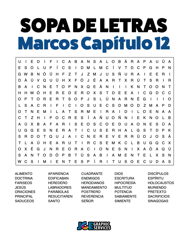 Sopa de Letras - Marcos Cápitulo 12