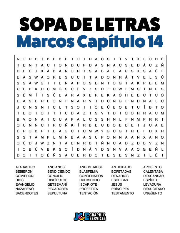 Sopa de Letras - Marcos Cápitulo 14