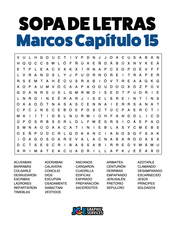 Sopa de Letras - Marcos Cápitulo 15