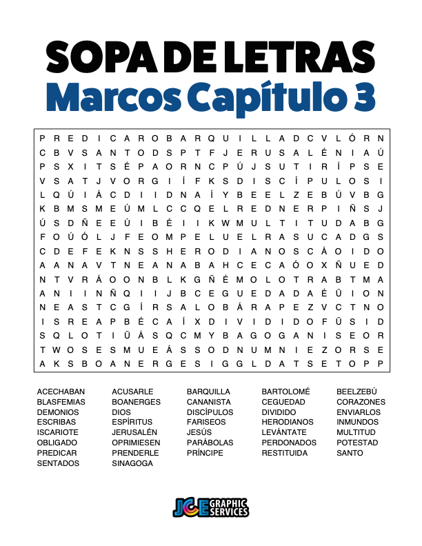 Sopa de Letras - Marcos Cápitulo 3