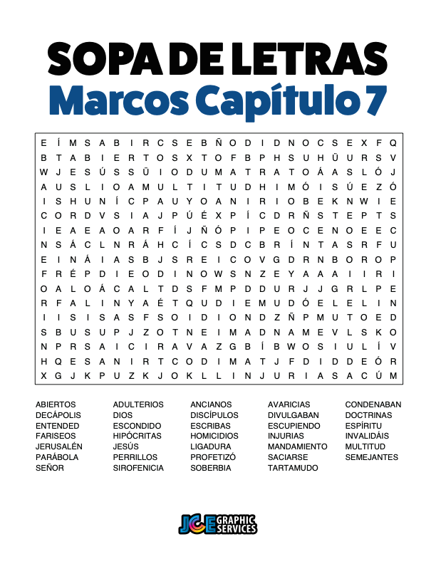 Sopa de Letras - Marcos Cápitulo 7