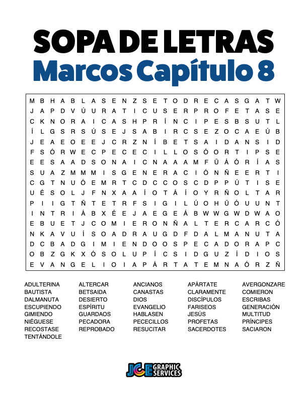 Sopa de Letras - Marcos Cápitulo 8