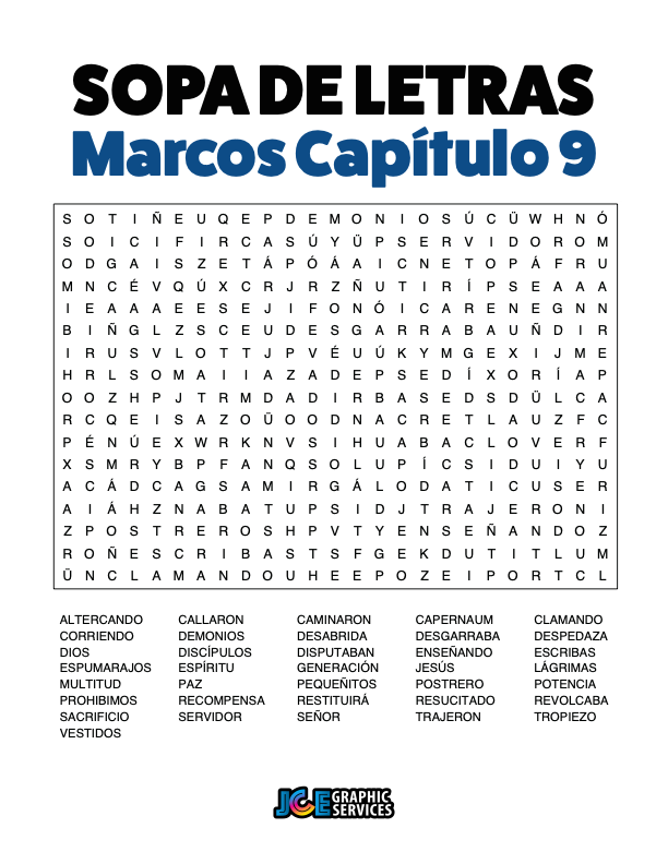 Sopa de Letras - Marcos Cápitulo 9