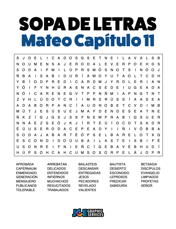 Sopa de Letras - Mateo Cápitulo 11