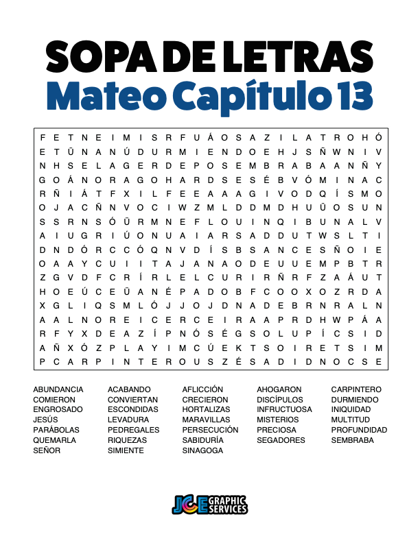 Sopa de Letras - Mateo Cápitulo 13