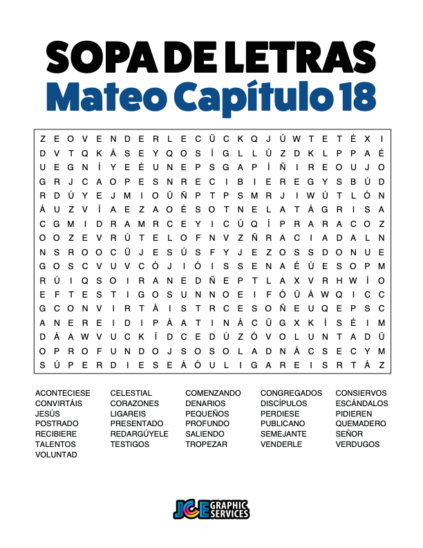Sopa de Letras - Mateo Cápitulo 18
