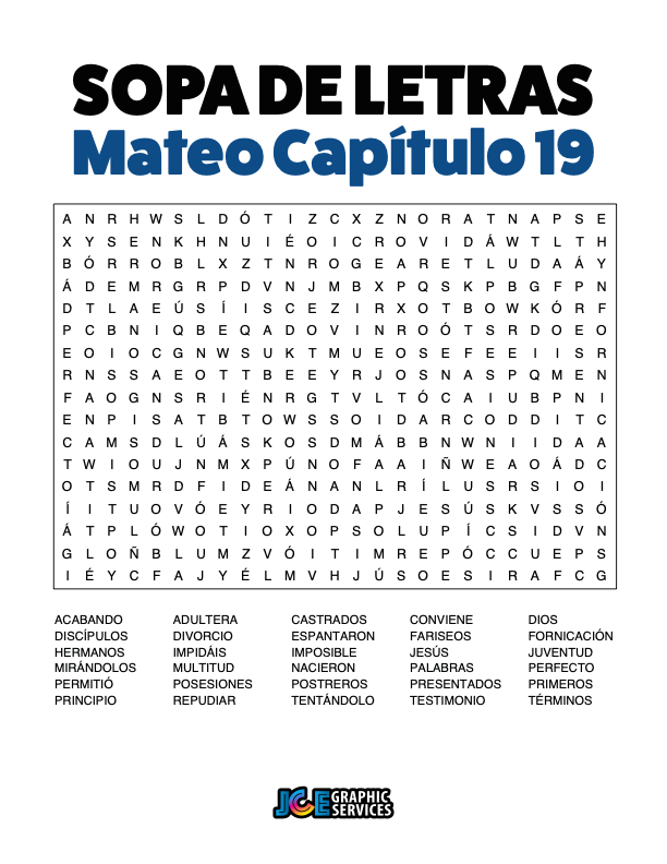 Sopa de Letras - Mateo Cápitulo 19