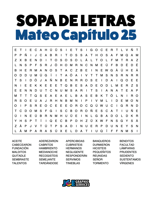 Sopa de Letras - Mateo Cápitulo 25