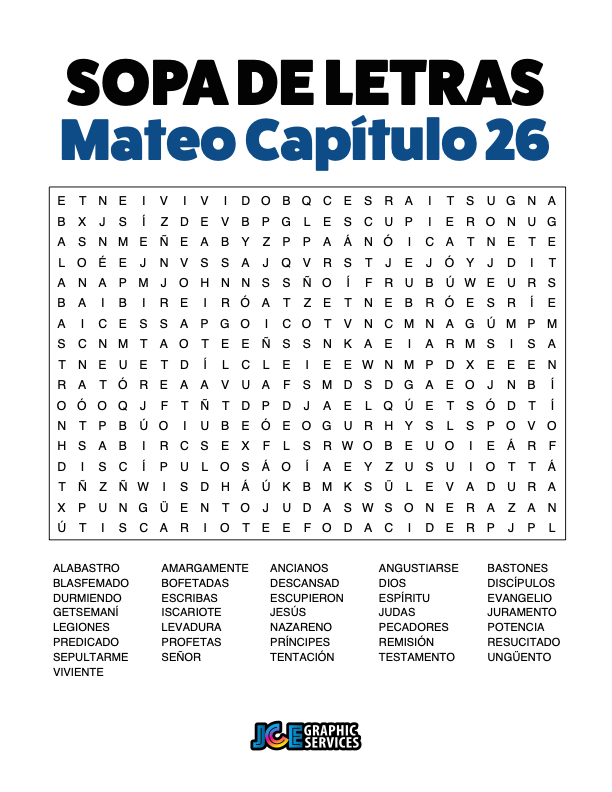Sopa de Letras - Mateo Cápitulo 26