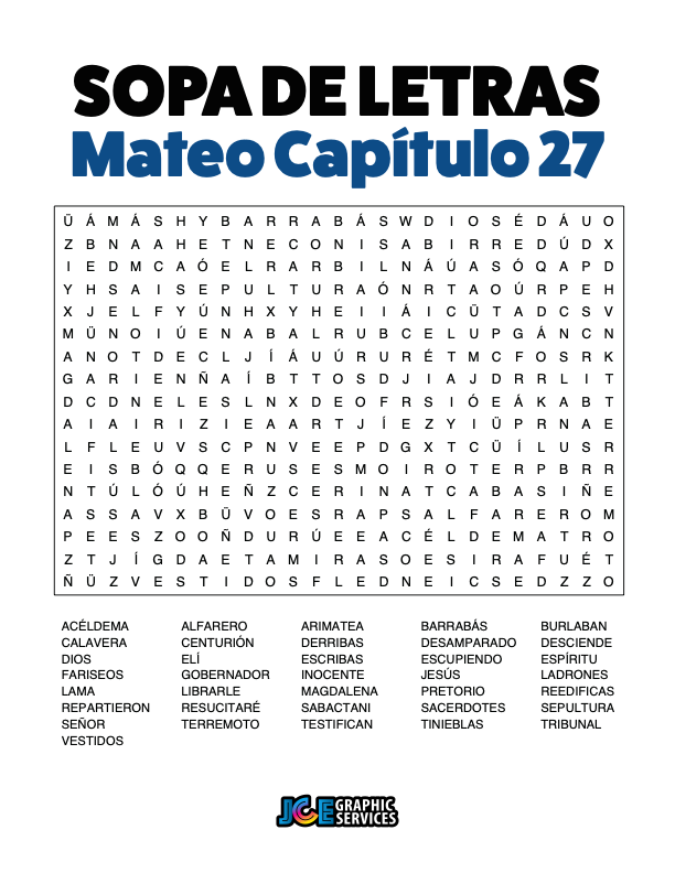 Sopa de Letras - Mateo Cápitulo 27