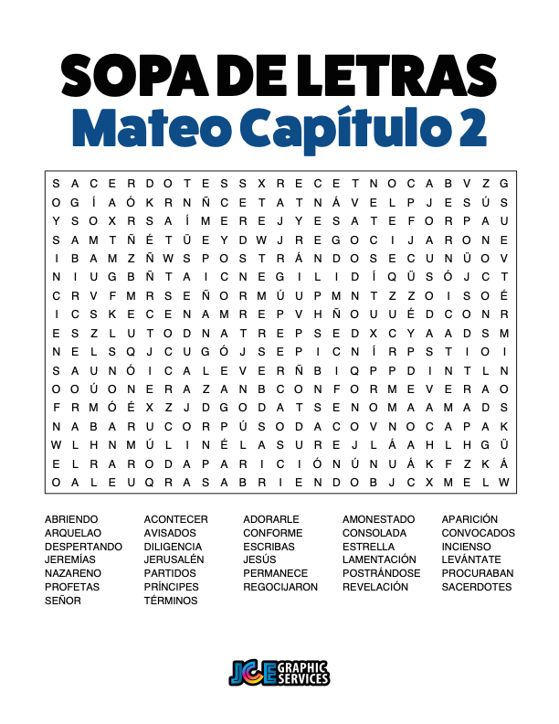 Sopa de Letras - Mateo Cápitulo 2